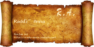 Radó Anna névjegykártya