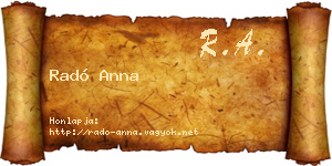Radó Anna névjegykártya